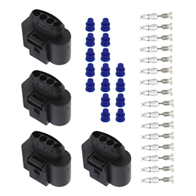 Afbeelding van ECSiNG 4 sets polige vrouwelijke connectoren voor auto met klemmen en afdichtingen, connector autobobine 1J0973724