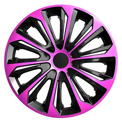 Afbeelding van NRM STRONG DUO Wieldoppen 15&quot; Set van 4 stuks / Kunststof Roze/Zwart
