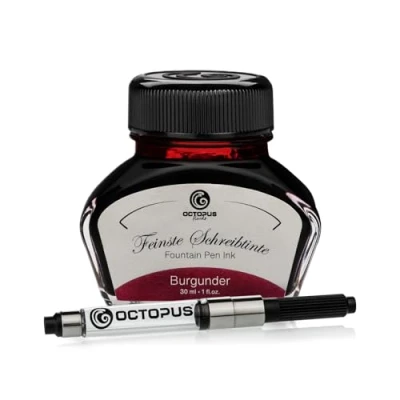 Afbeelding van Octopus Fluids Burgunder schrijfinkt met converter, vulpeninkt, rood 30 ml