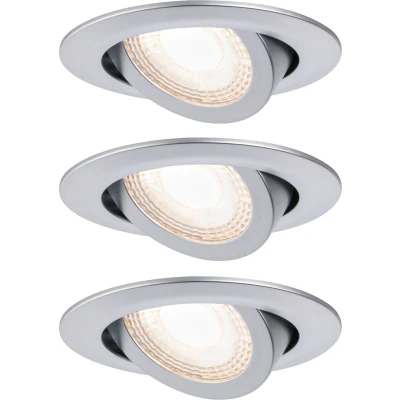 Afbeelding van Paulmann LED inbouwspot set van 3 chroom mat zwenkbaar traps dimbaar 3000K
