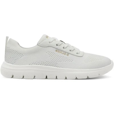 Afbeelding van s.Oliver Lage damessneakers van een materiaalmix textiel en synthetisch tot veters, wit (WHITE), 40
