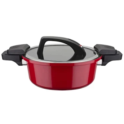 Afbeelding van GSW Gourmet Nero Spaarpan met glazen deksel, 24 cm, 4 l, zwart