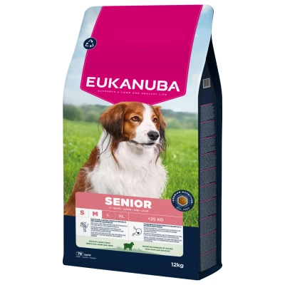 Afbeelding van 2 x 12 kg Eukanuba Premium Nutrition Senior Small &amp; Medium Breed Lamb Rijst Droogvoer voor honden