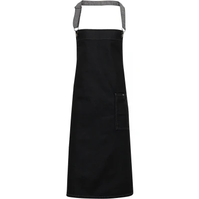 Afbeelding van Premier District Waxed look Denim bib apron PR134 Black