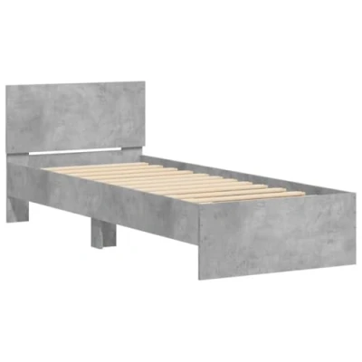 Afbeelding van vidaXL Bedframe met hoofdeinde bewerkt hout betongrijs 90x200 cm