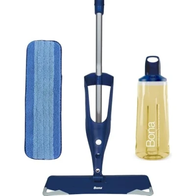 Afbeelding van Bona Premium Spray Mop Alles in 1 Dweilsysteem Vloerwisser met Inclusief Geoliede Houten Vloer Reiniger &amp; Microvezel Reinigingspad Dweil Streeploos Sneldrogend