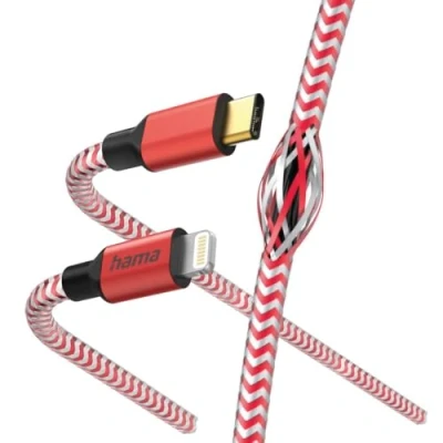 Afbeelding van Hama Oplaadkabel Reflective Usb C Lightning 1,5 M Nylon Rood