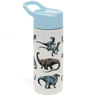 Afbeelding van Rex london rvs drinkfles met rietje dinosaur 500 ml