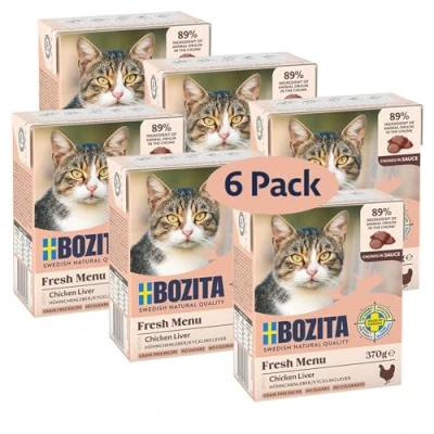 Afbeelding van 6x370g stukjes in Saus met Kippenlever Bozita Kattenvoer