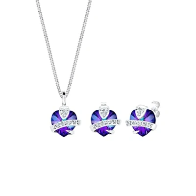 Afbeelding van Elli Dames Sieraden Set Hart Motief Precious met Kristallen in 925 Sterling Zilver