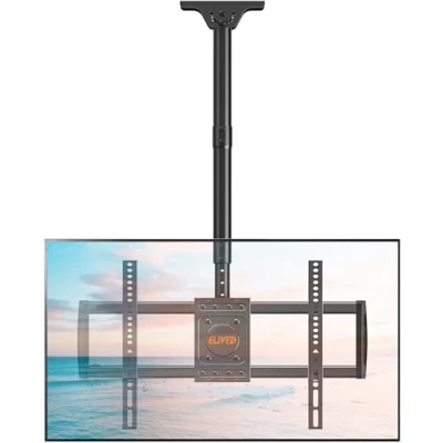 Afbeelding van ELIVED EV3016 TV plafondbeugel voor de meeste platte en gebogen tv&#039;s van 37 tot 75 inch 50 kg, VESA max. 600 x 400 mm, in hoogte verstelbaar, plat dak of