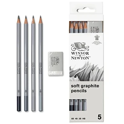 Image de Winsor &amp; Newton Studio Collection Crayons Graphite X4 + 1 gomme