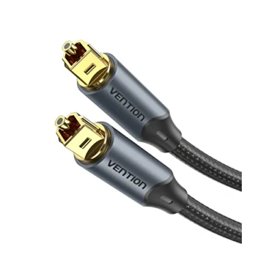 Afbeelding van VENTION Toslink S/PDIF optische audiokabel, 2 m, gevlochten, 24 karaat verguld, met aluminium behuizing, voor soundbar, stereo installatie, thuisbioscoop, PS4, Xbox, zwart