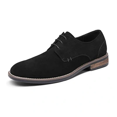 Afbeelding van Bruno Marc Officiële Urban business herenkostuumschoenen met veters van suède Oxfords en derbies, zwart.