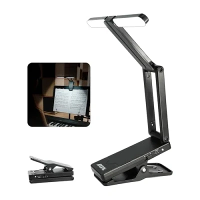 Afbeelding van AROMA Lampe à Clip Rechargeable pour Pupitre 2 Niveaux de Luminosité Piano Angle Réglable Musicien et Lecture