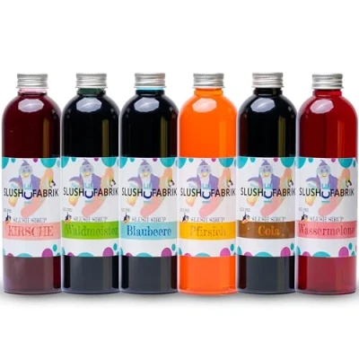 Afbeelding van Hopser Food Fun Bosbessen, watermeloen siroop partyset, dranken, ijs om zelf te maken, slush machine concentraat 1:5, geen toevoeging van suiker nodig, 6 x 250 ml voor