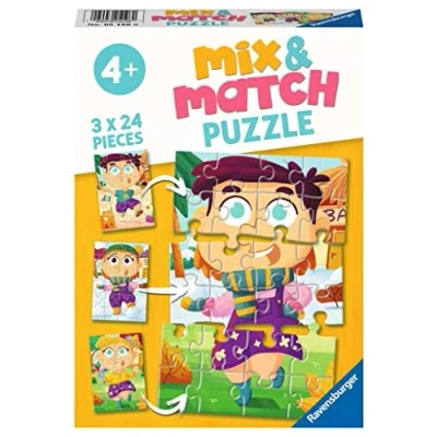 Afbeelding van Ravensburger puzzel Mix &amp; Match Bonte Kleren 3x24 stukjes Kinderpuzzel