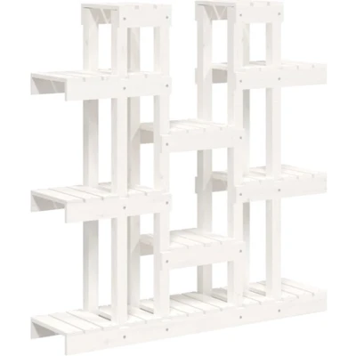 Afbeelding van vidaXL Plantenstandaard wit 104,5x25x109,5 cm massief grenenhout