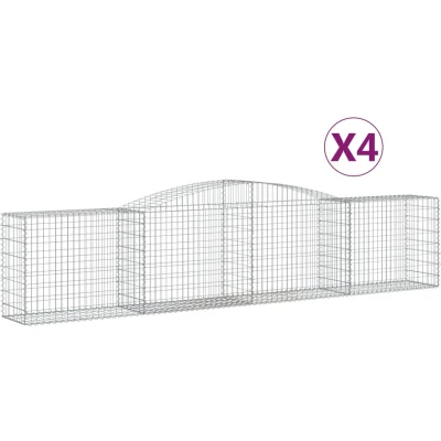 Afbeelding van VidaXL Schanskorven 4 st gewelfd 400x50x80/100 cm gegalvaniseerd ijzer