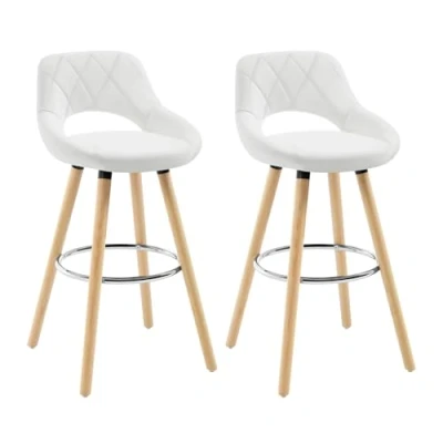 Afbeelding van WOLTU BH111ws 2 Barkrukken set van met Rugleuning,Barstoelen modern in Kunstleer,Wit
