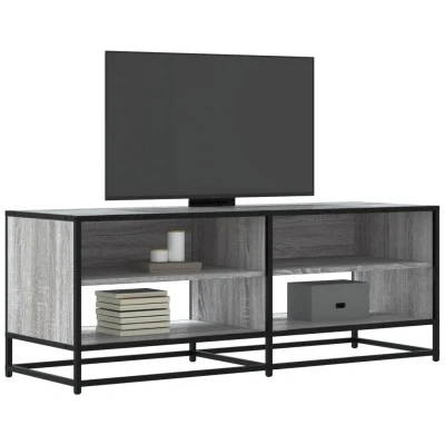 Afbeelding van Tv meubel 120,5x40x46 cm bewerkt hout metaal grijs sonoma eiken