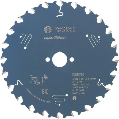 Image de BOSCH 2608644019 lame de scie circulaire Expert pour le bois, 160 x 20 2.6 mm, 24T