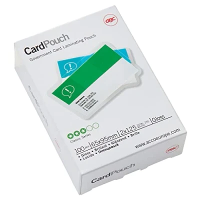 Afbeelding van Lamineerhoes GBC overheids card 65x95mm 2x125micron 100stuks