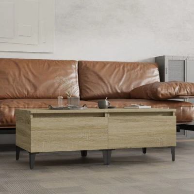 Afbeelding van Bijzettafels 2 st 50x46x35 cm bewerkt hout sonoma eikenkleurig