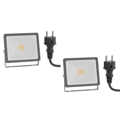 Afbeelding van ledscom.de FLIN Led tuinspot voor buiten, IP66, stopcontact, grijs, 11,5 W, 837 lm, warmwit, 2 stuks
