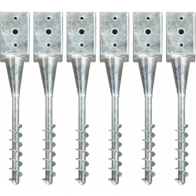 Afbeelding van Grondpinnen 6 st 9x9x56 cm gegalvaniseerd staal zilverkleurig