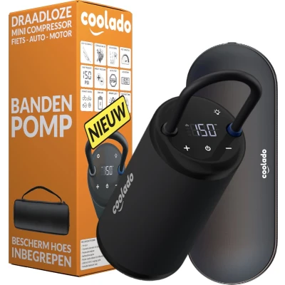 Afbeelding van Coolado tPump X Draagbare mini compressor voor alle banden Drukmeter druk tot 10,3 BAR Geschikt soorten en sportballen Elektrische bandenpomp fietspomp