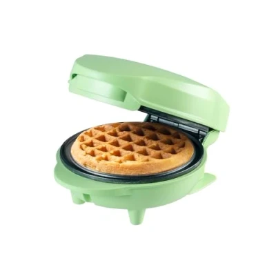 Afbeelding van Bestron Mini wafelijzer voor klassieke wafels, met antiaanbaklaag, kinderfeestjes, Familiefeest, Pasen of Kerst, Kleur: Mat Groen