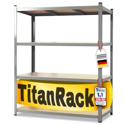 Afbeelding van KARAT XXL rek voor zware lasten, verzinkt, 200 x 180 60 cm, opbergrek garage, kelder en werkplaats, steekrek, groot kelder, werkplaats (TitanRack Big)