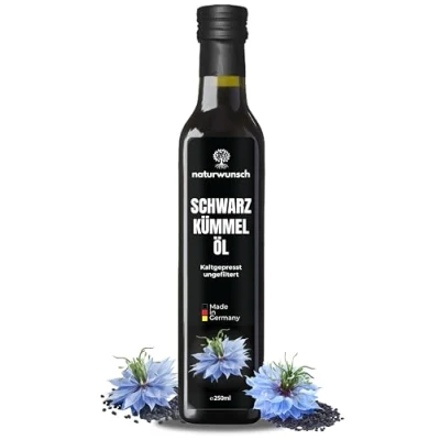 Afbeelding van naturwunsch Zwarte komijnolie, ongefilterd, koudgeperst, vers uit Duitsland, 100% zuivere Nigella Sativa