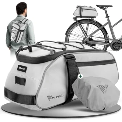 Afbeelding van MIVELO 3 in 1 fietstas voor bagagedrager, 9 liter, waterdicht, reflecterend, fietstas, draagtas en schoudertas (volledig reflecterend)