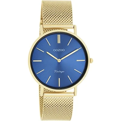 Afbeelding van OOZOO Vintage series goudkleurige horloge met metalen mesh armband C20291