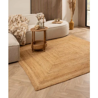 Afbeelding van Jute Tapijt/Vloerkleed Vierkant Boho &amp; Me Naturel 100x100 Cm