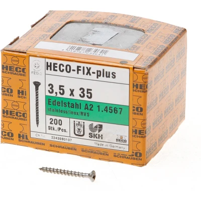 Afbeelding van Heco spaanplaatschroeven lenskop RVS A2 pozidriv FIX plus 3.5x35mm (per 200 stuks)