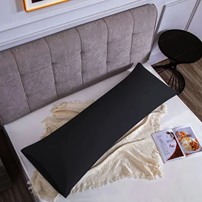 Afbeelding van Kussensloop, 100% katoen, zwart, 45 x 135 cm, 1 stuk, rechthoekig, van puur hypoallergeen, kussensloop met envelopsluiting