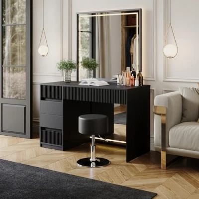 Afbeelding van Vicco Omira kaptafel zwart 120 cm met kruk