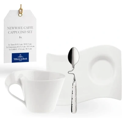 Afbeelding van Villeroy &amp; Boch NewWave Caffè Cappuccinoset, 3 delig, premium porselein, wit