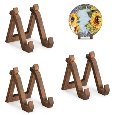 Afbeelding van ANBOXIT 3 stuks bordenhouders 15,2 cm voor display, decoratieve houten fotolijst
