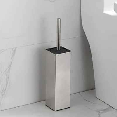 Afbeelding van BGL Vrijstaande toiletborstelhouder, geborsteld nikkel, roestvrij staal 304, SUS304 voor toiletpot en badkamerhouder, ruimtebesparend, robuust, grondige reiniging,