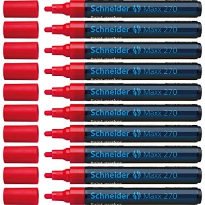 Afbeelding van lakmarker Schneider Maxx 270 1 3 mm rood doos met 10 stuks