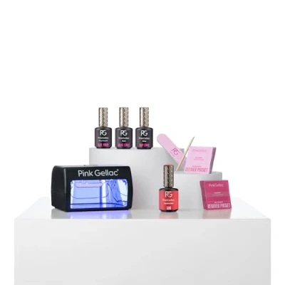 Afbeelding van Pink Gellac Gellak Starterspakket Dashing Glaze Met 1 rode kleur en zwarte LED lamp Manicure Set voor Gel Nagellak Gelnagels
