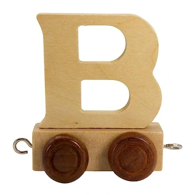 Afbeelding van Houten letters, trein aanhangwagen, locomotief, wagen, A Z, hoogte. 5,5 cm