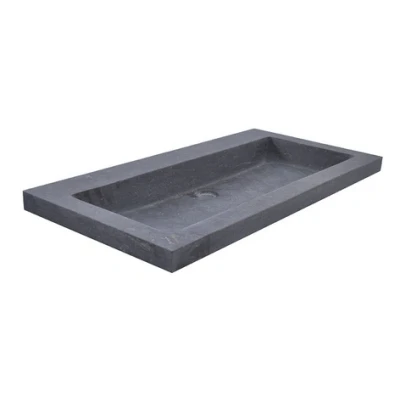Afbeelding van Wiesbaden Raw wastafel enkel zonder kraangat 80x46x5 cm hardsteen gezoet