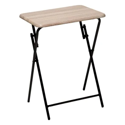 Image de Atmosphera Table d&#039;appoint pliante en bois et métal Grey L. 48 x H. 65 cm Marron