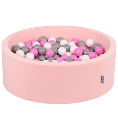 Afbeelding van KiddyMoon 90 x 30 cm/300 ballen met een diameter van 7 cm, rond ballenbad voor baby&#039;s, gemaakt in de EU, roze: Grijs/wit/roze