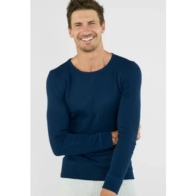 Afbeelding van Damart Thermolactyl T shirt met ronde hals, geribde fleece Heren Blauw (102 109) L